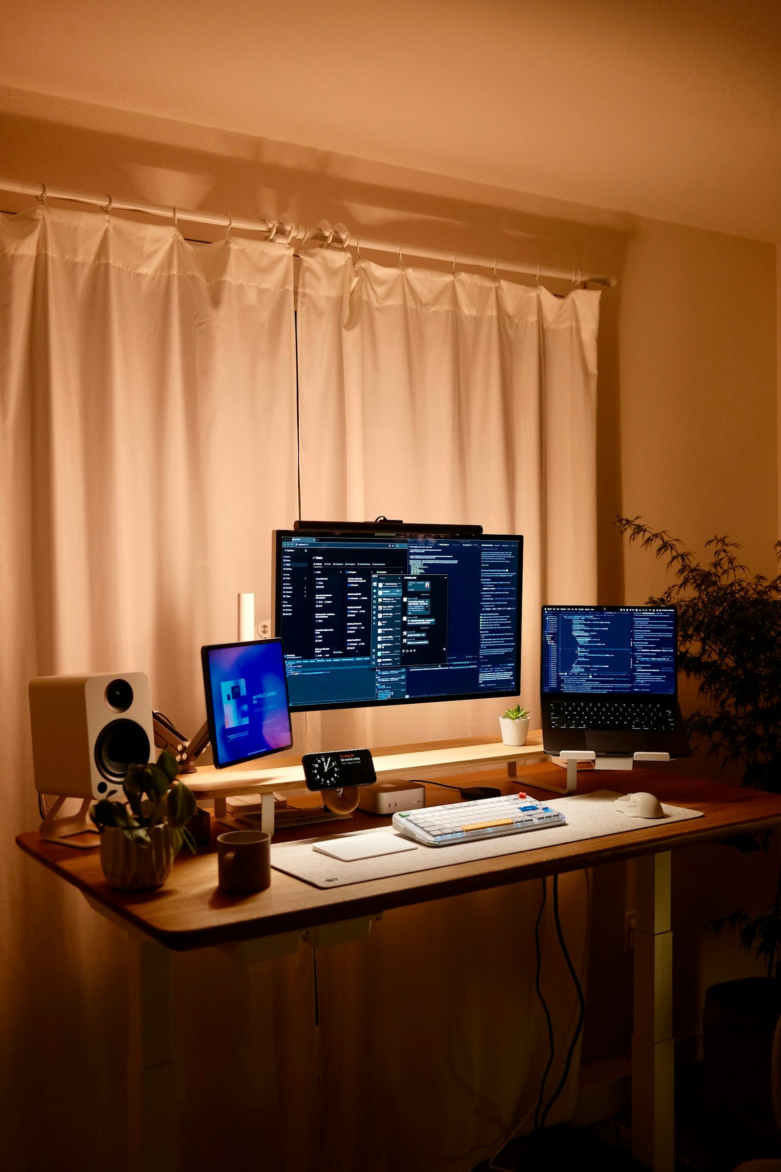 Sleek home office workspace for work life balance and microshifting